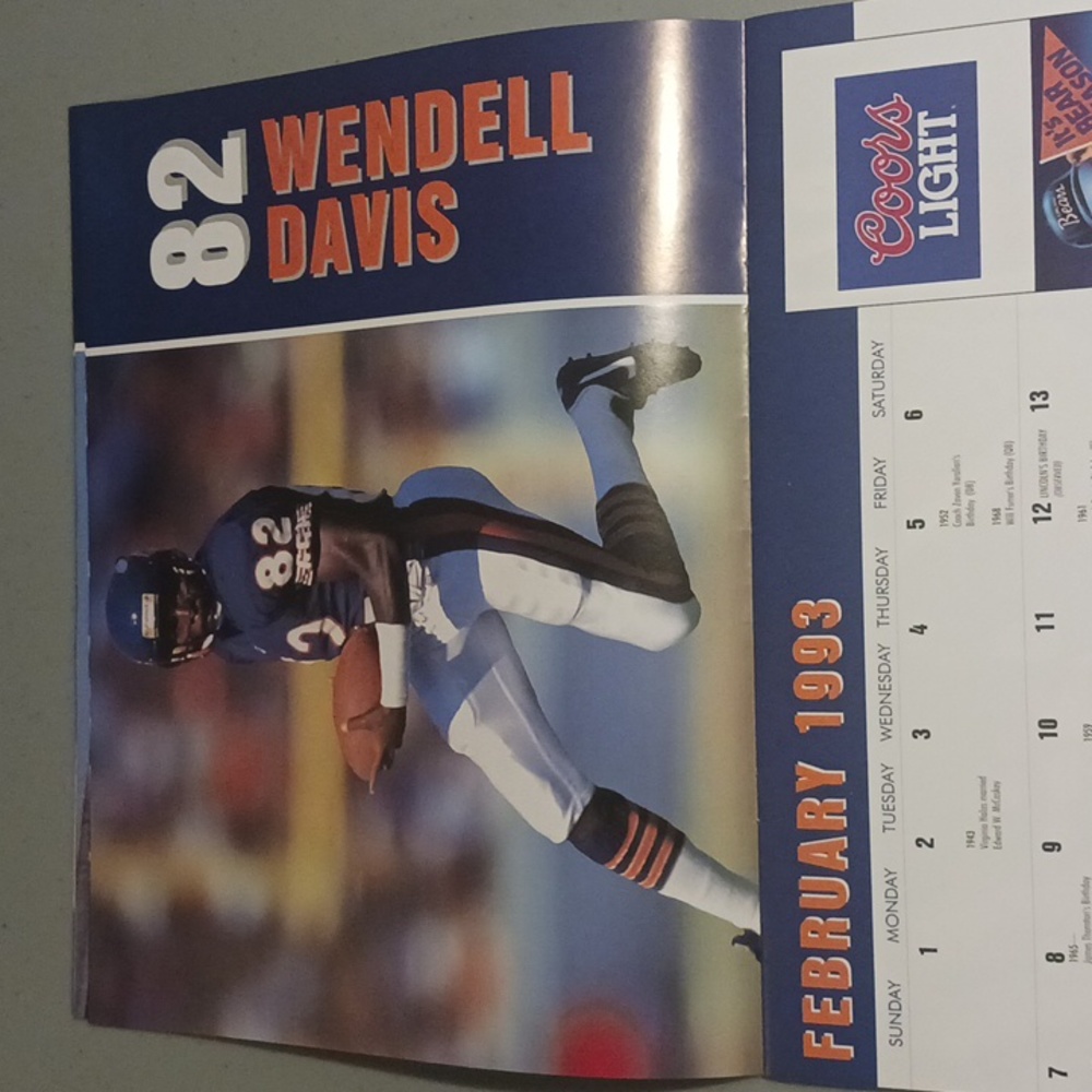 Official 1992 Chicago Bears Calendar w/ Tom Waddle Autograph #eshopchicago - Picture 8 of 16